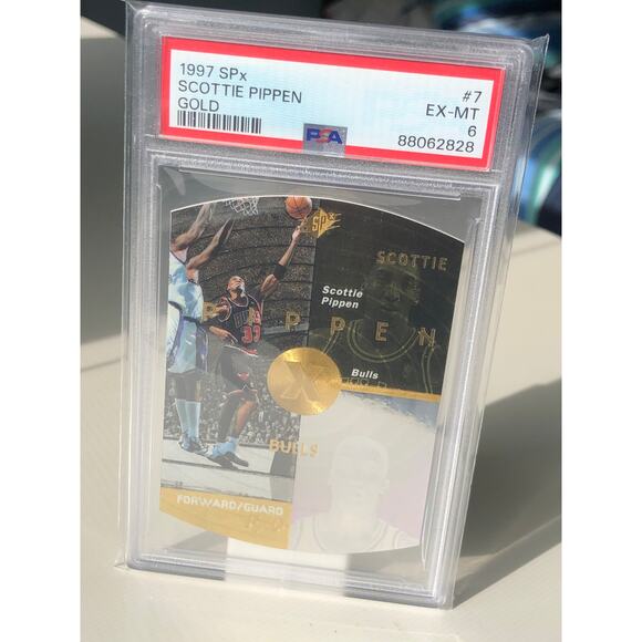 1997 Upper Deck SPx Gold #7 Scottie Pippen PSA 6 Chicago Bulls Pop 1 - Picture 3 of 7